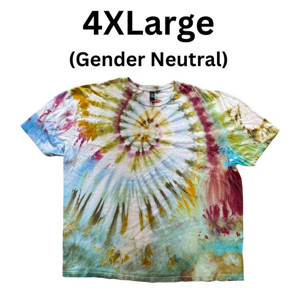 Ice Dyed Unisex T-shirt - Tie Dye Spiral Hand-dyed Men's Women's (Size 4XLarge) - Picture 5 of 10